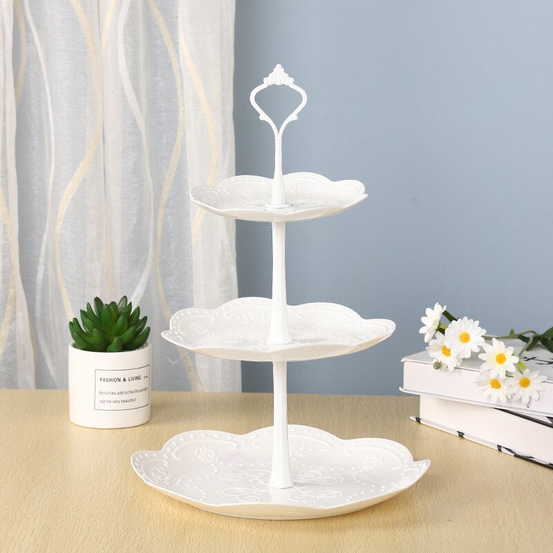 Detachable Cake Stand European Style 3 Tier Pastry Cupcake Fruit Plate Serving Dessert Holder Wedding Party Home Decor: 11 Yuan White