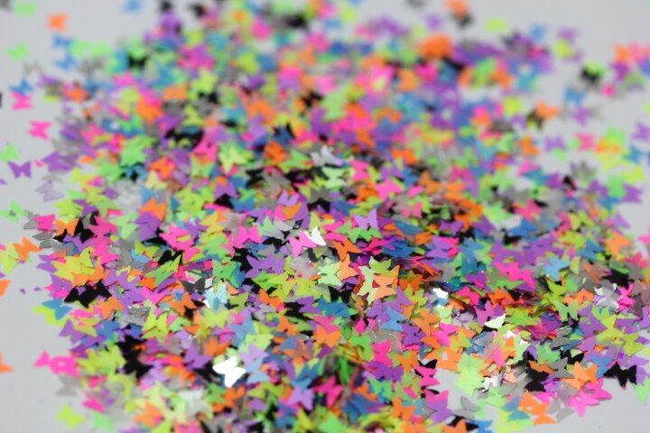 Neon Kleur Mix Solvent Slip Vlinder Glitter Spangles Voor Nail Art En Andere Diy Decoratie