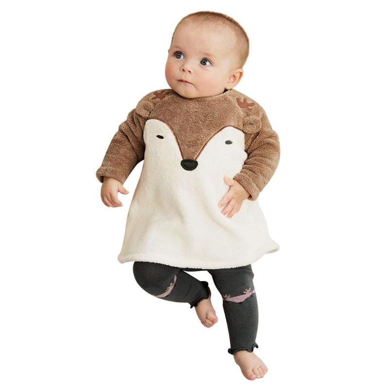 Christmas Baby Coat Winter Warm Newborn Baby Boy Girls Cartoon Coat Fleece O-Neck Zipper Pullover Long Sleeve Warm Tops