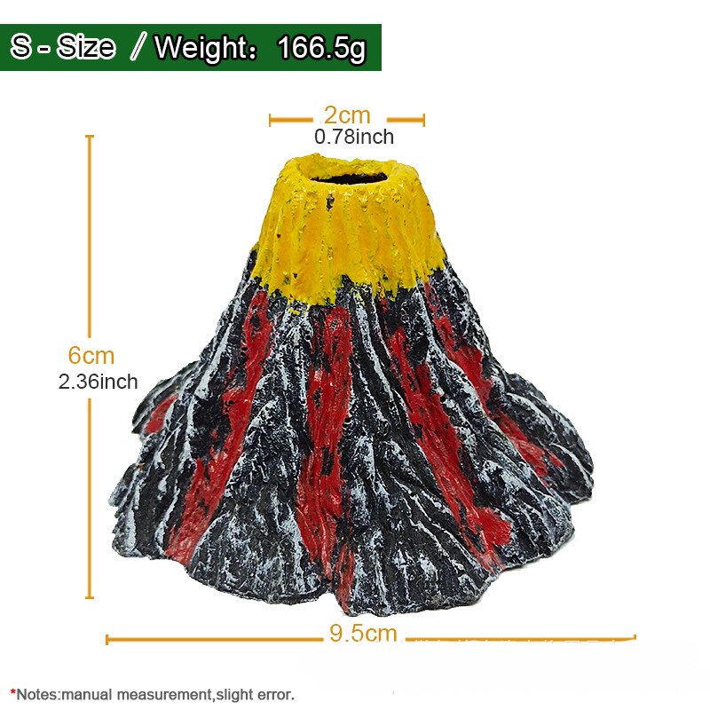 Aquarium Volcano with Air Bubbler, Realistic Fish Tank Volcano Ornaments Bubble Maker, Great Addition to Fish Tank Aquarium: J