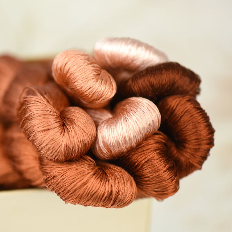 silk embroidery thread / 100% silk thread /hand embroidery embroider cross stitch/ reddish brown/8 gradient colors