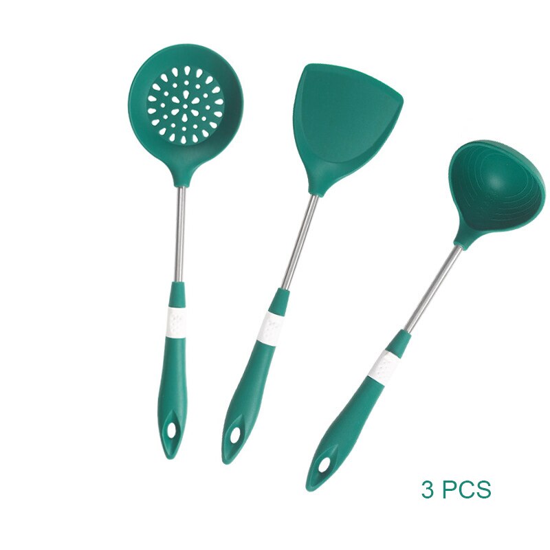 Silicone Spatula Set Cooking Utensil Heat-Resistant Stainless Steel Core Eggs Pancakes Non-stick Cookware Kitchen Gadget: 3 PCS