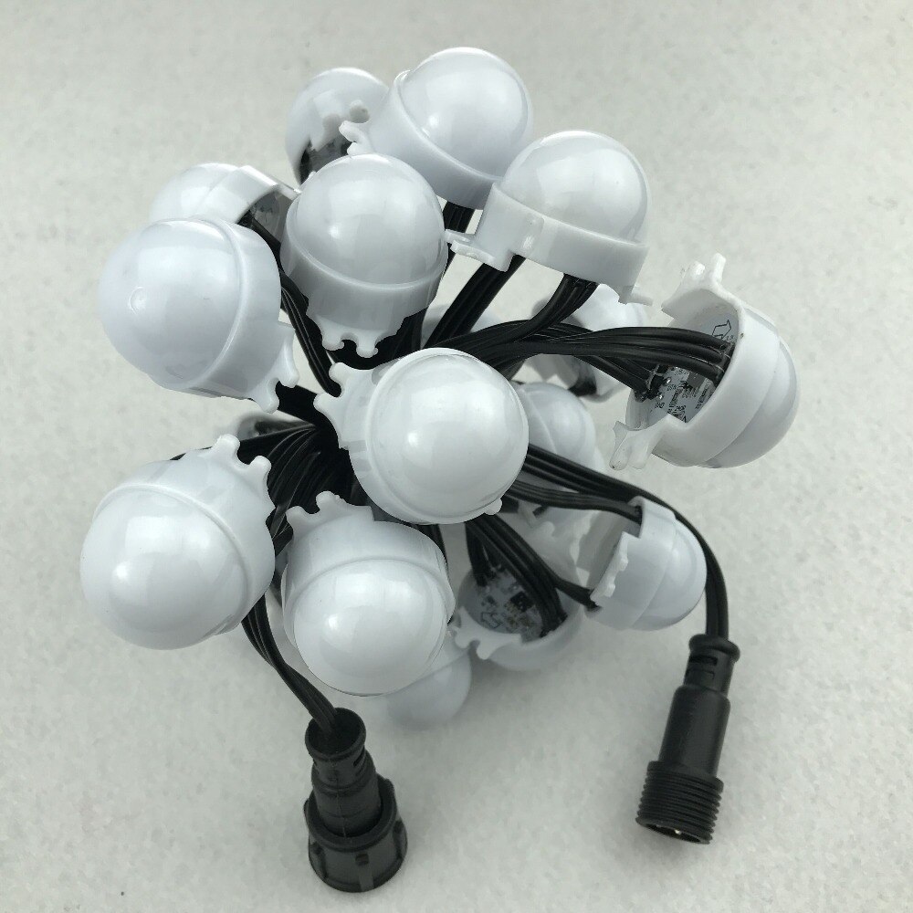 30mm diameter;IP68;12V;WS2811;addressable led smart module;0.72W;RGB full color;milky cover;18AWG black wire;0.2m xConnect pigta