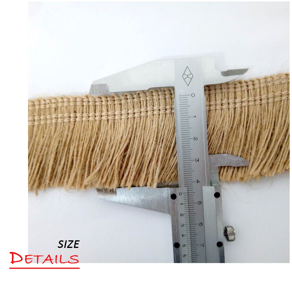 Paquete de 3 yardas, yute, volante de flecos, beige natural, ancho de 1,57 pulgadas