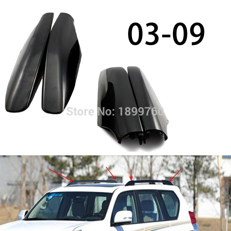 4 Stks/pak Zwart Abs Plastic Imperiaal Bar Rail Einde Bescherming Cover Shell Fit Voor Toyota Land Cruiser Prado Fj120 03 -