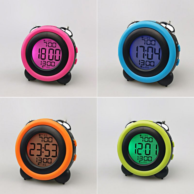 Color Screen Electronic Clock Loud Alarm Clock Alarm Multi-group Alarm Clock LED Big Ring Clock
