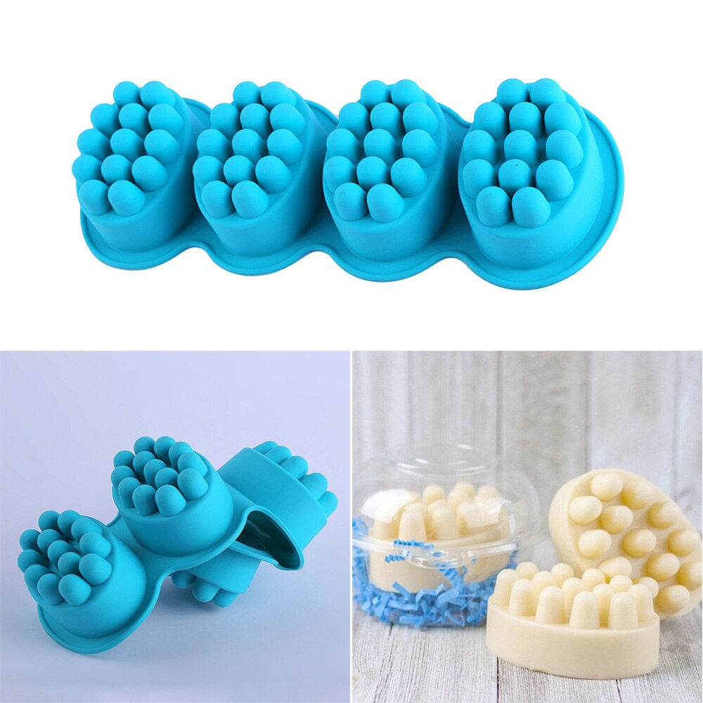 4 Cavity Silicone Soap Mold 3D Handmade Molds For Soap Making Massage Craft Mould Soap Making For Bath Handmade Tools