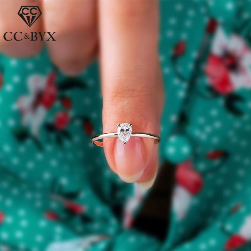 Cc Trouwringen Voor Vrouwen Eenvoudige Trendy Sieraden Water Zirconia Ring Bridal Engagement Bijoux CC1610