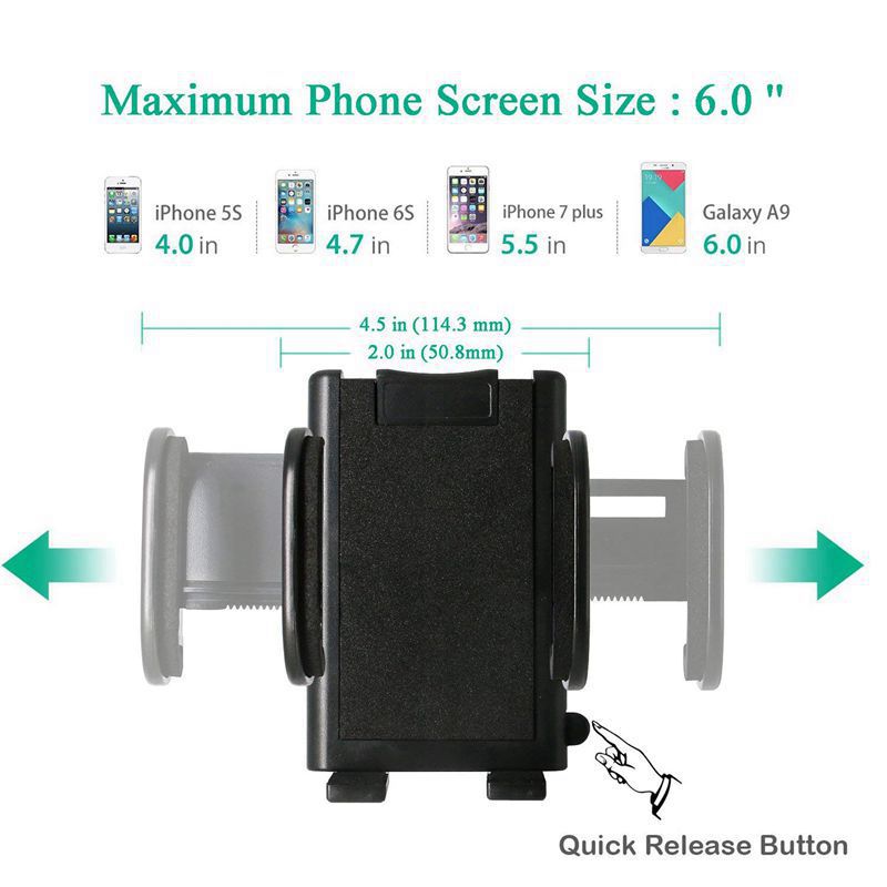 Car Phone Mount, Windshield Cell Phone Holder Universal Car Cradle Mount With Suction Cup One Press For Iphone X Se 7 Plu