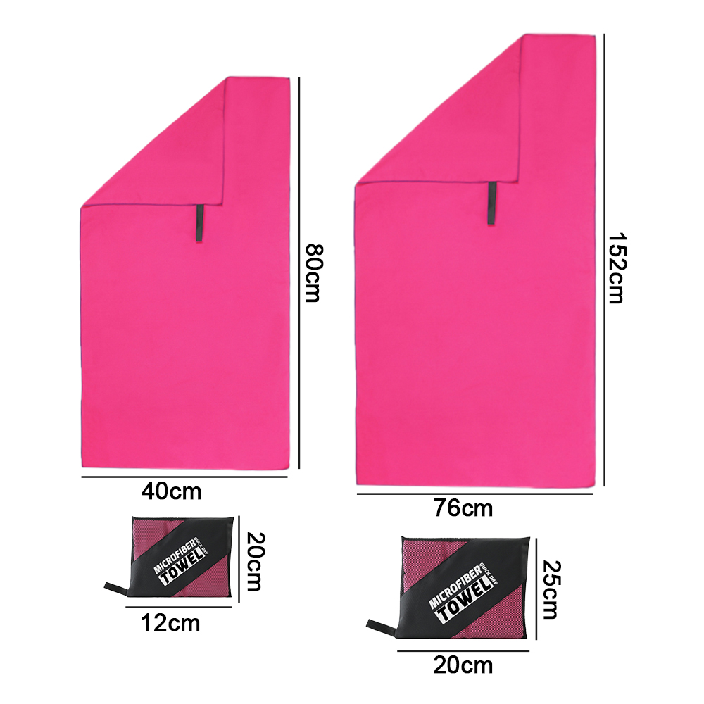 Sports Microfiber Quick Dry Pocket Towel Portable Ultralight Absorbent Large Towel for Swimming Pool Swim Gym Fitness Yoga Beach: Rose Red Set