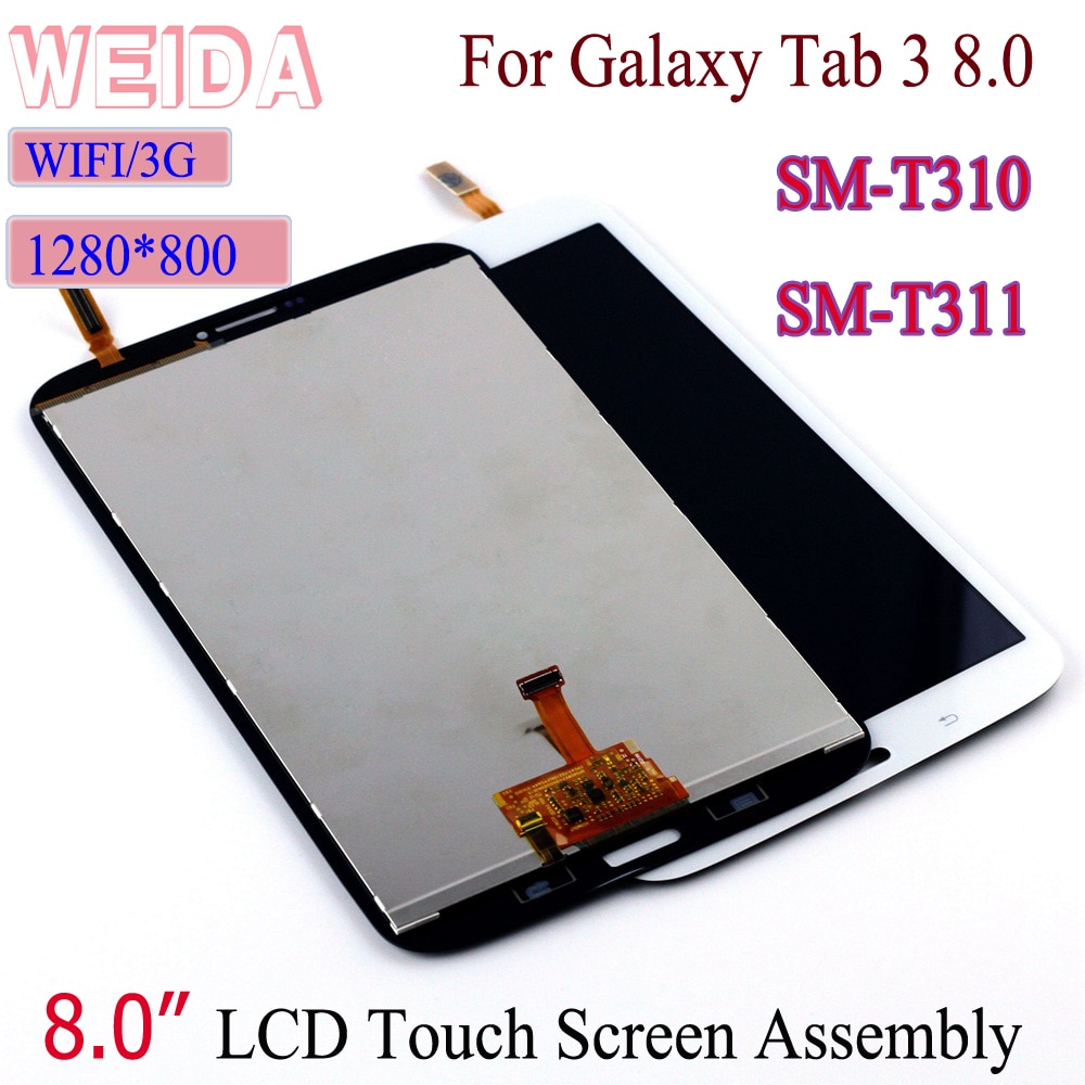 Weida 8" LCD replacement for Samsung Galaxy Tab 3 8.0 SM-T310, SM-T311 LCD touch screen display, T310 wifi/t311 3g mount