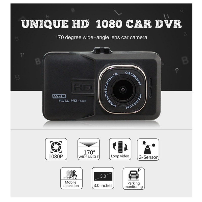Bil dvr kamera fuld  hd 1080p videooptager 3.0 tommer dashcam  fh06 registrator g-sensor dash cam