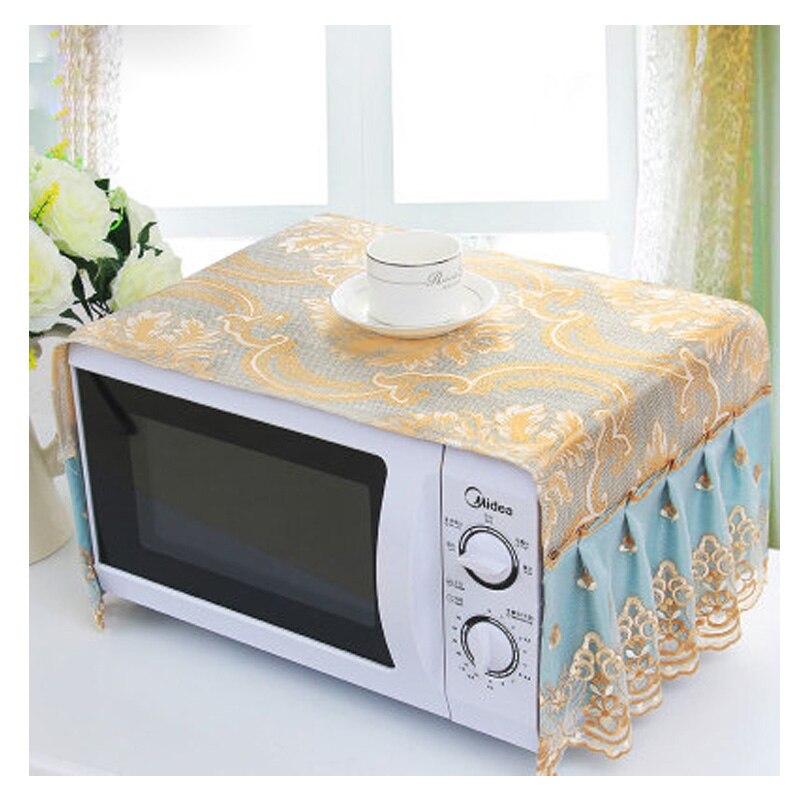 Couverture de four à micro-ondes en tissu 33*95cm | Tissu de protection de la Machine, couverture anti-poussière en fil de bord de dentelle