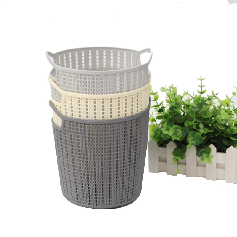 Round Storage Basket with Handle Debris Clothes Bucket Toys Books Organizer Plastic Organizer