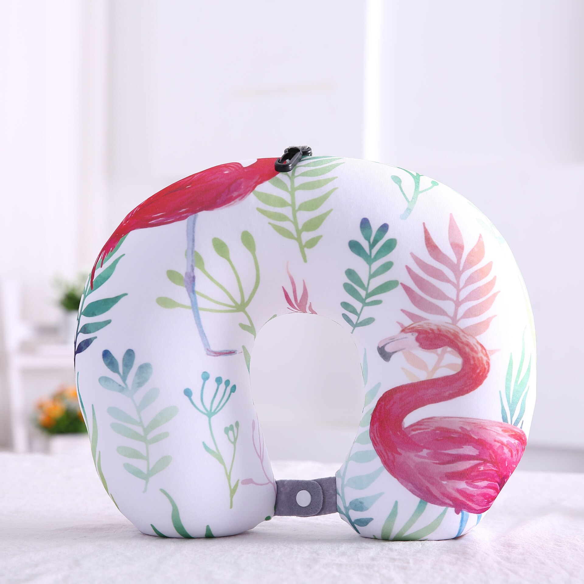 Flamingo U Shaped Travel Pillow Particles Neck Pillow Animal Printing Car Headres Super Soft Comfortable Pilow 32*32CM 1Pcs: COLOR 12