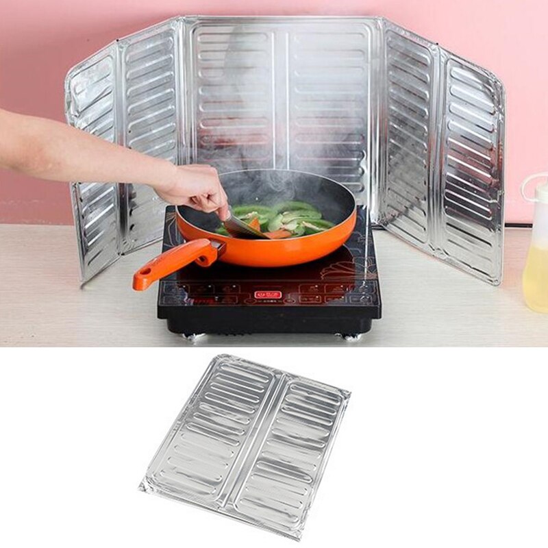 1pc Oil Barrier Stove Cooking Heat Insulation Anti Splashing Oil Baffle Kitchen Utensils Supplies Aluminum Foil Oil Block