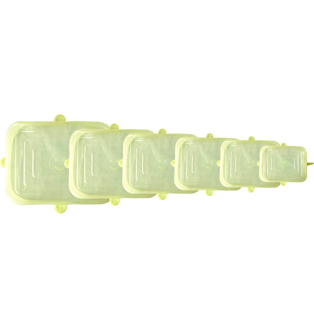 Set de couvercles réutilisables universels pour nourriture, 12 pièces, protection alimentaire en Silicone extensible, capuchon magique pour aliments, pour la nourriture: 6Pcs squareYellow