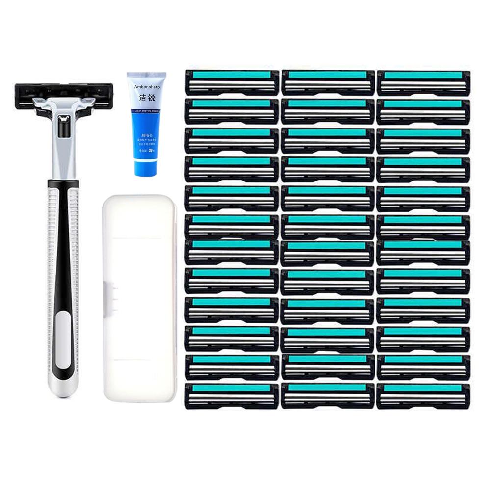 Beard Trimming Set Stainless Steel Beard Comb Beard Template Trimming Styling Tool With Leather Bag Shave Brush Tools for men 4P