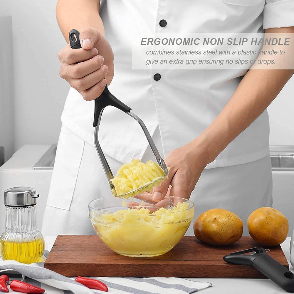 Steel Potato Masher With Broad Mashing Plate For Smooth Mashed Potatoes Fruit Vegetable Pressed Maker Puree Squeezer