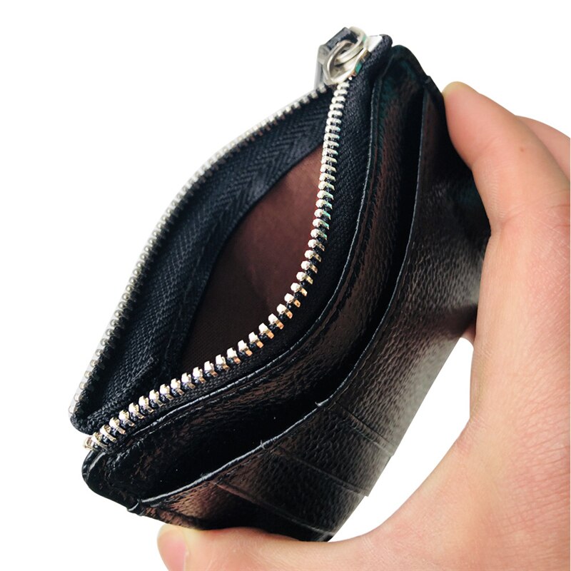 Purdored 1 pc zwarte herenkaarthouder pu leren rits slanke portemonnee portemonnee creditcardhouder bank creditcard portemonnee