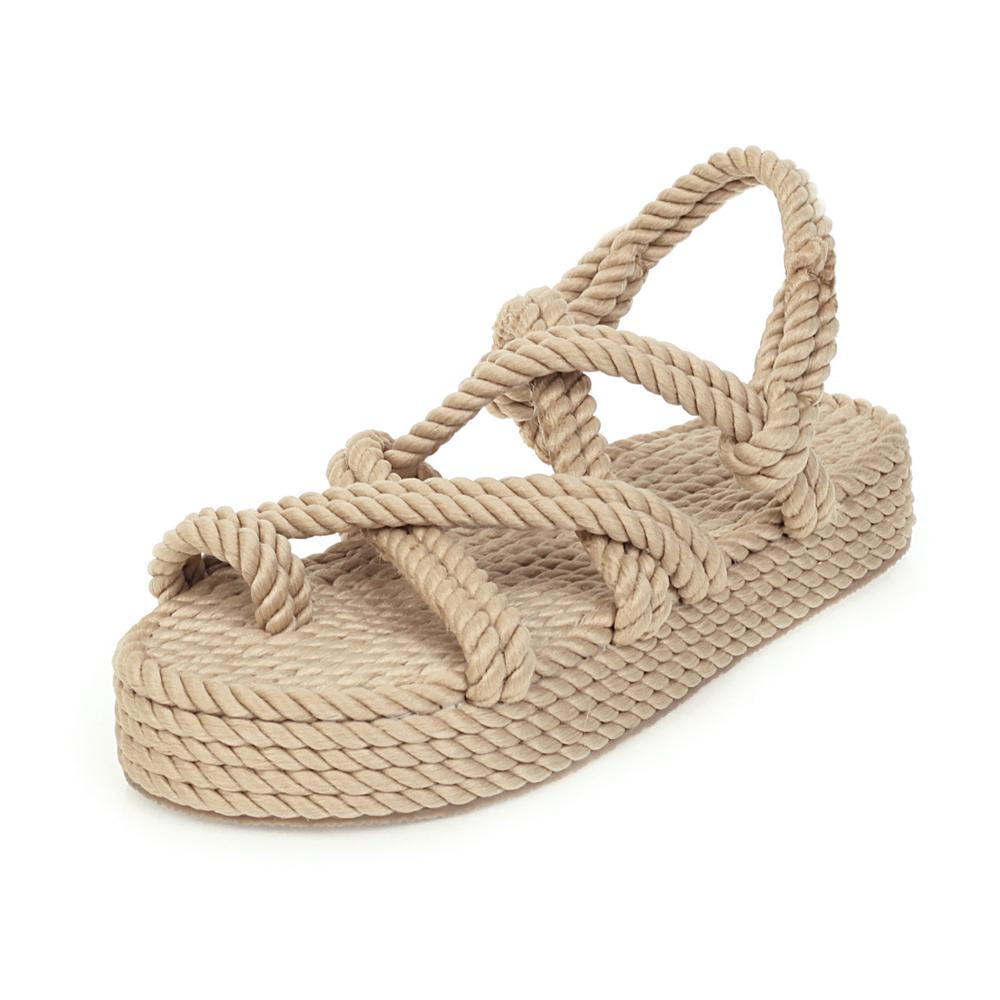 Sandaler kvinna skor flätat rep med traditionell avslappnad stil och enkel kreativitet sandaler kvinnor sommarskor: 1 / 9