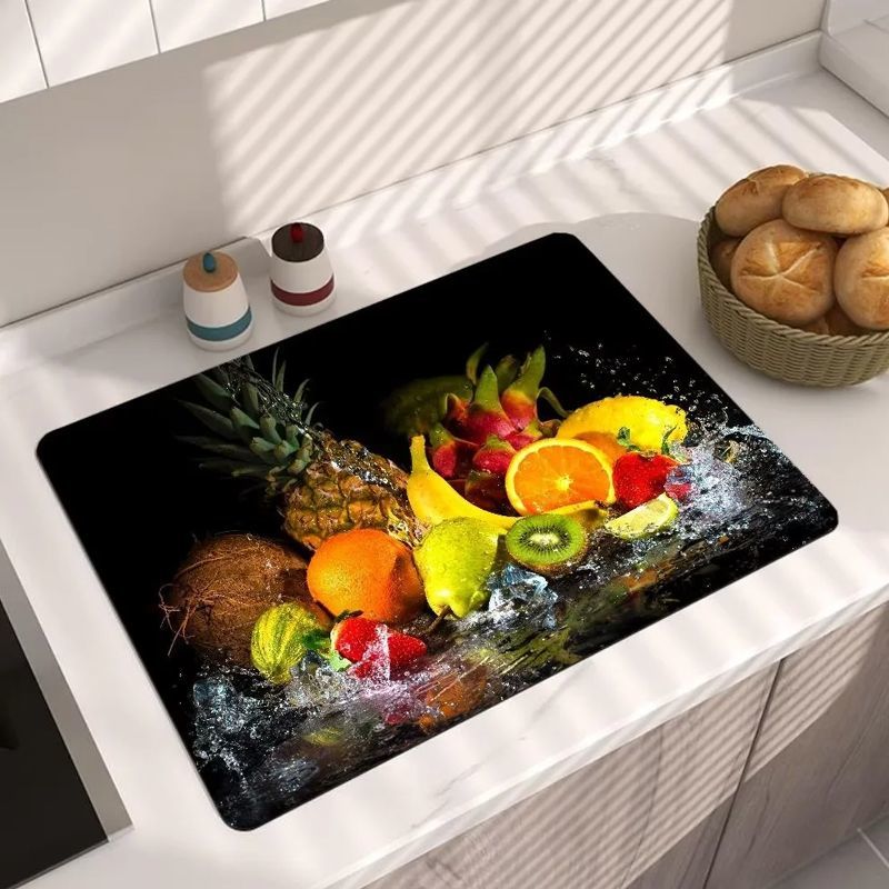 3d Kieselalgen Schlamm Küche Arbeitsplatte Ablauf Pad Saugfähigen Pad Geschirr Ablassen matt Nicht-Unterhose Küche Tischset Geschirr Trocknen matt: 90x40 cm / Blau