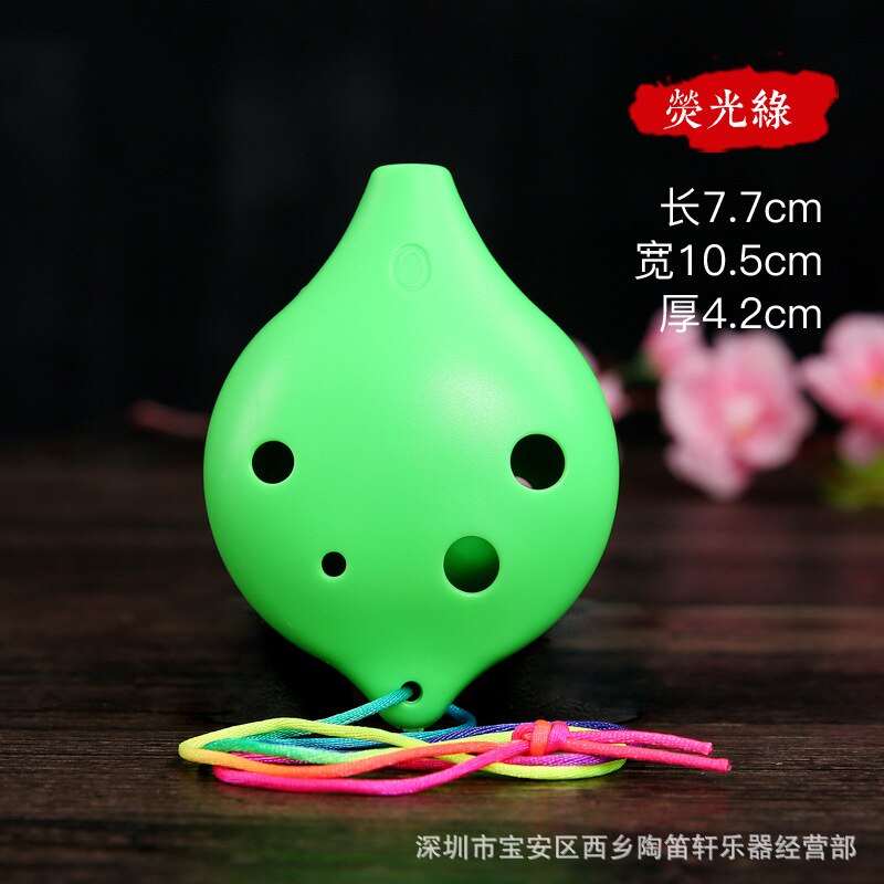 Plastic ocarina alto C 6 hole ocarina student beginner instrument The school shop ocarina Teaching promote the flute: Green