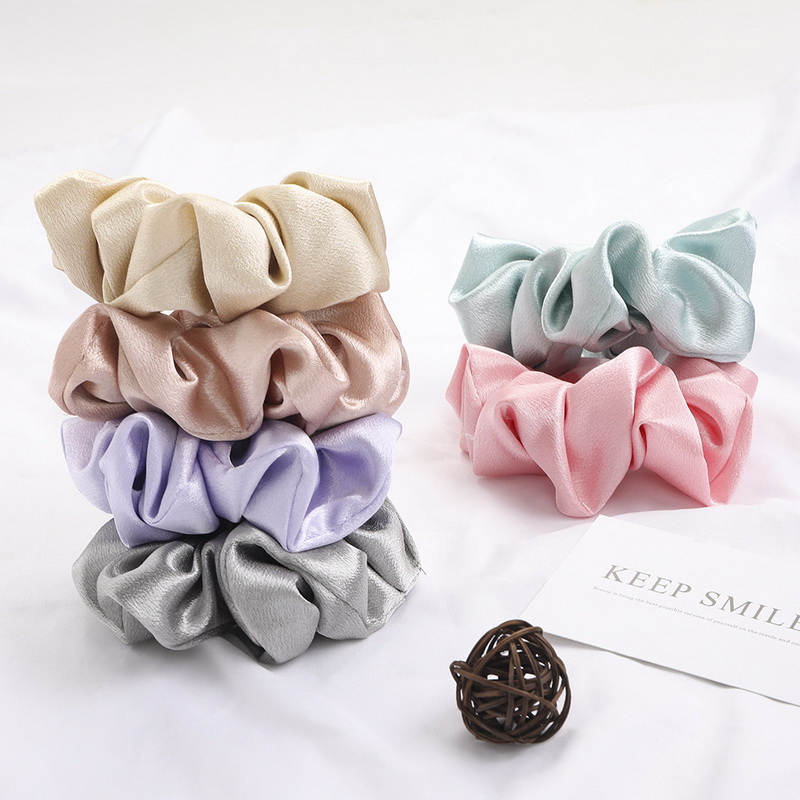 Scrunchies de satén de Color sólido de Corea para mujeres, coletero saten pelo mujer gomas de pelo saten negro y rojo coleteros de seda satin scrunchies cuerda para el cabello, tocado