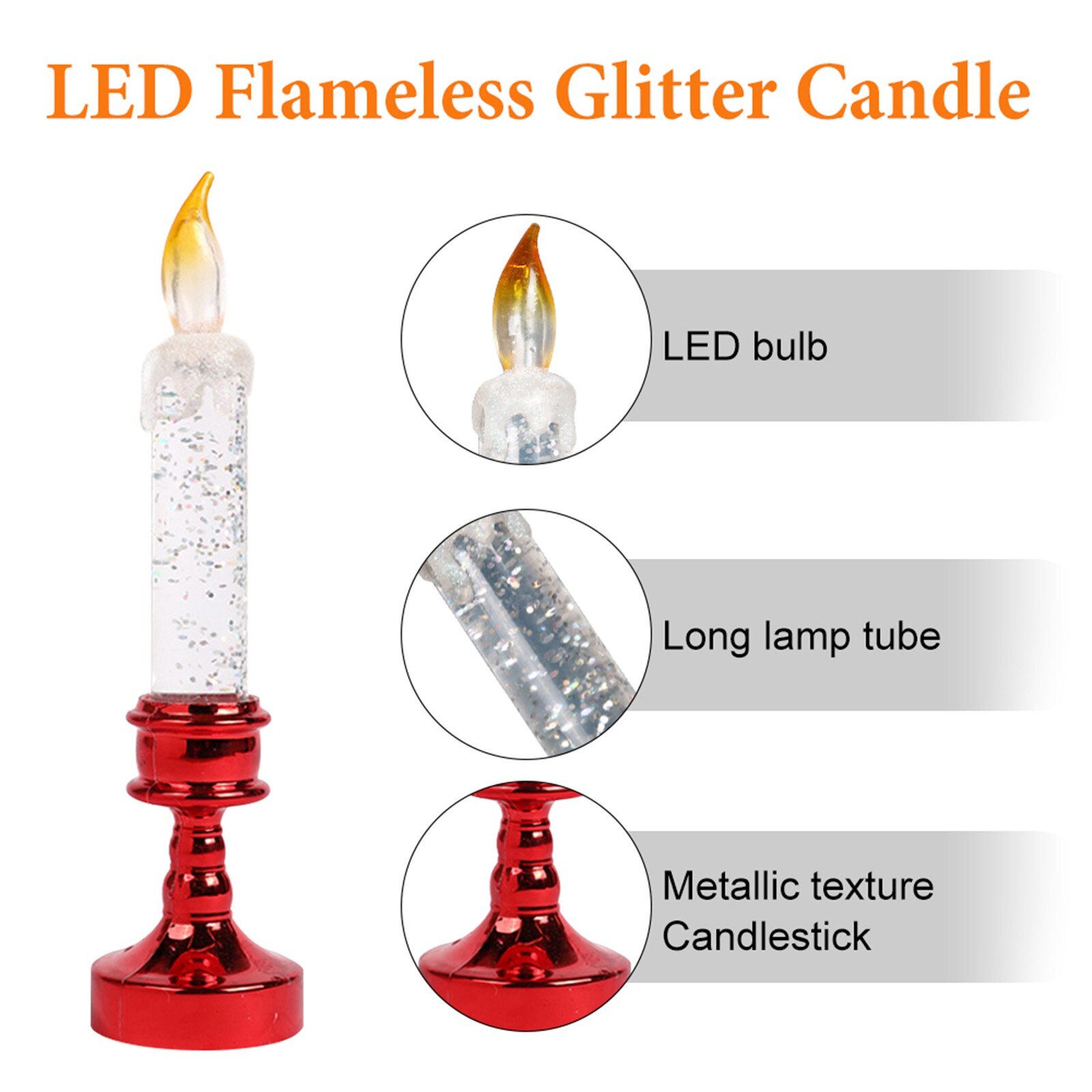 Bougies de noël lumières Festival atmosphère rotative couleur changeante paillettes LED Flameles romantique cristal bougie lumière 30ml