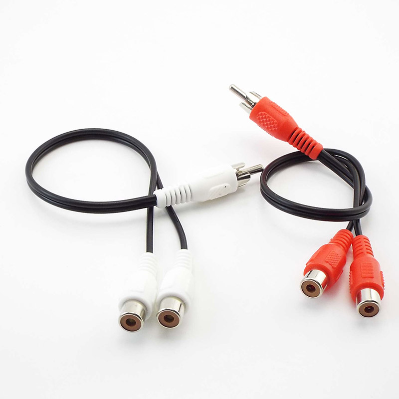 Y Splitter Audio Cable RCA Male to 2 Female Plug RCA Connector Adapters Wire Cord: Other
