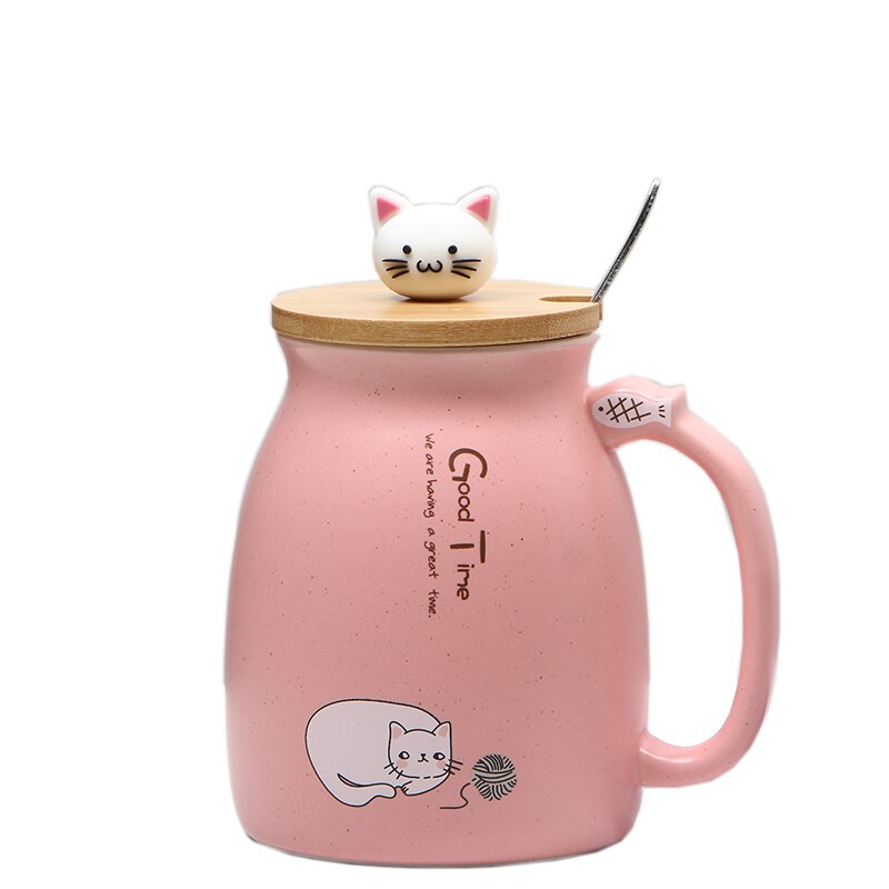 Color Cat Heat-Resistant Mug Cartoon with Lid Cup Kitten Coffee Milk Ceramic Mugs Children Cup Office Drinkware