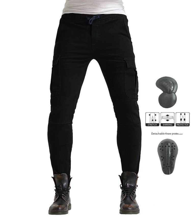 VOLERO Men Motorcycle Pants KTM Downhill Motocross Pants For Motocross Moto Jeans With Knee Pad Riding Trousers Moletom: Black / S 28