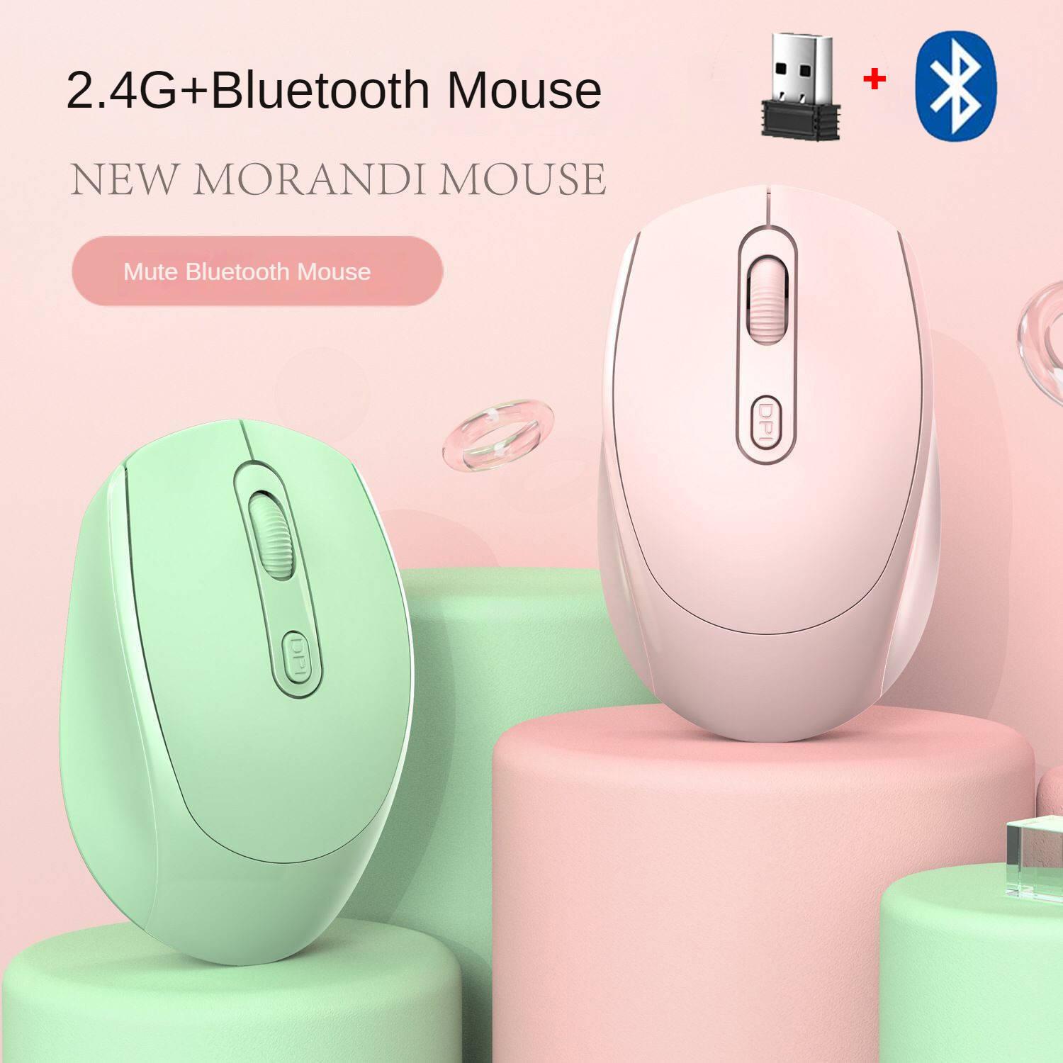 2.4G Draadloze Muis Bluetooth 5.0 Ergonomische Oplaadbare Muis 1600 Dpi 4 Stille Knoppen Mini Muizen Voor Macbook Tablet Laptop Pc