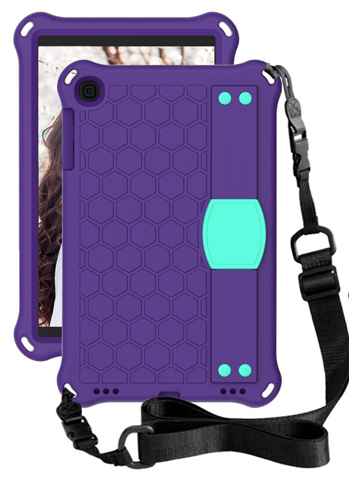 EVA Tablet PC Cover Case For Samsung Galaxy Tab A 10.1inch T510 T515 Full Body Protective Shell Hand Grip Shoulder Strap: Purple Green