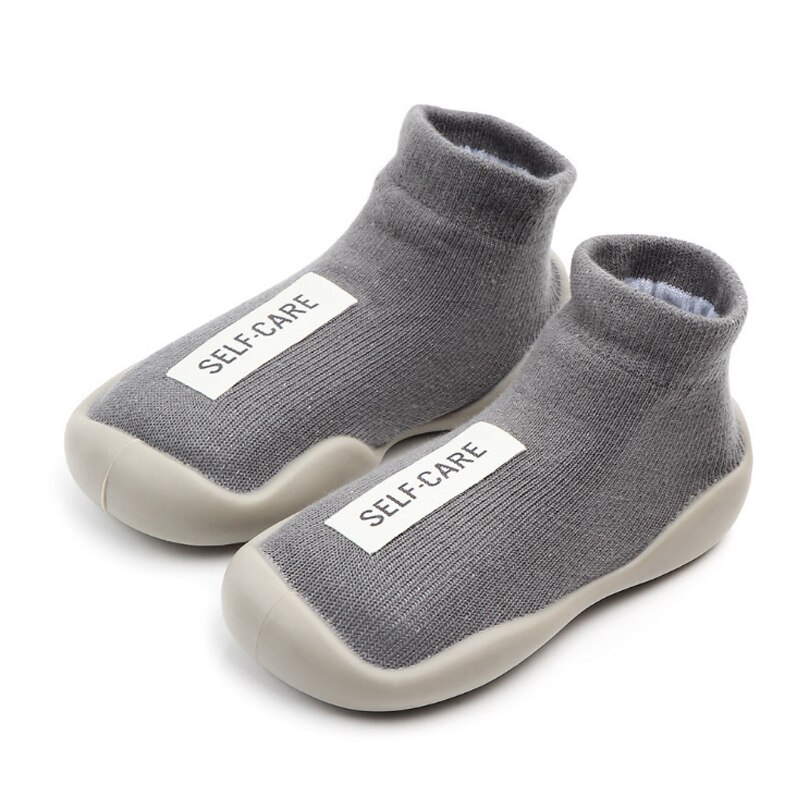 Autumn and Winter Floor Socks Children's Non-slip Baby Floor Shoes Footwear Indoor TPE Soft Rubber Thick-soled Toddler: Gray / Feet 12.5CM