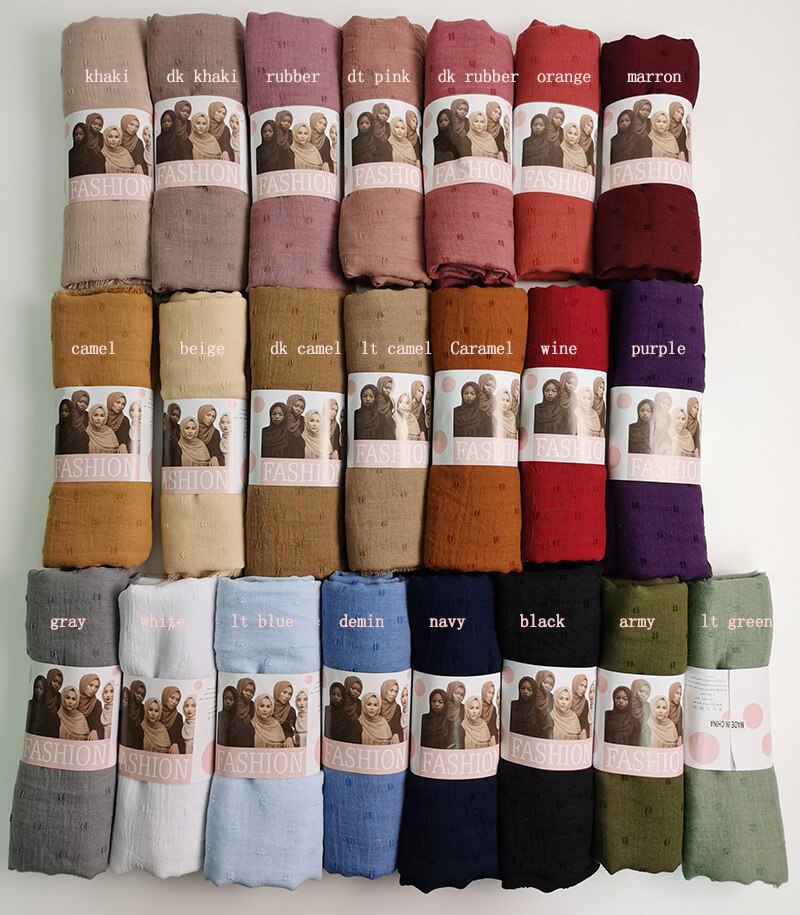 10 pièces populaire pom pom coton écharpe froissé femmes solide musulman Hijabs silencieux châles Pashmina enveloppement Hijab foulards foulard écharpe