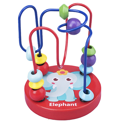 Bambini Montessori Matematica Giocattoli di Piccole Dimensioni In Legno Cerchi Bead Wire Maze Roller Coaster di Attività In Età Prescolare Bambino Apprendimento Giocattolo Educativo: Elephant-TJ210C