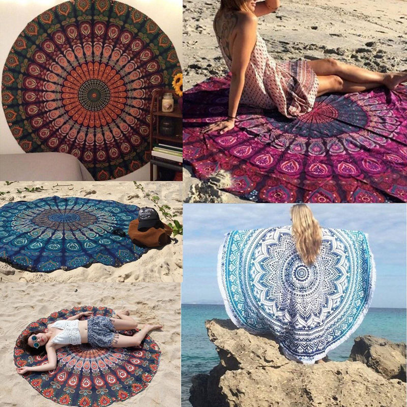 Ronde Strand Tapestry vrouwen sjaal Hippie Gooi Yoga Mat Handdoek Indiase Roundie Bohemian Mandala