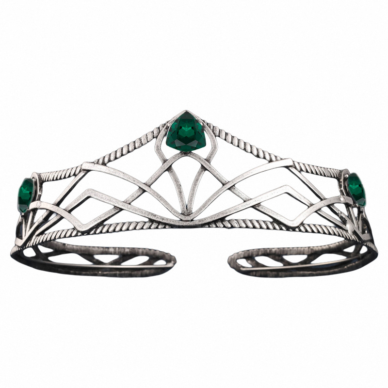 Film Elfen Koning Ronde Kroon Tiara Vintage Barok Kristal Tiara Bekroont Prinses Koningin Diadeem Hoofdband Bruiloft Haar Accessoires: Black Gun Plated