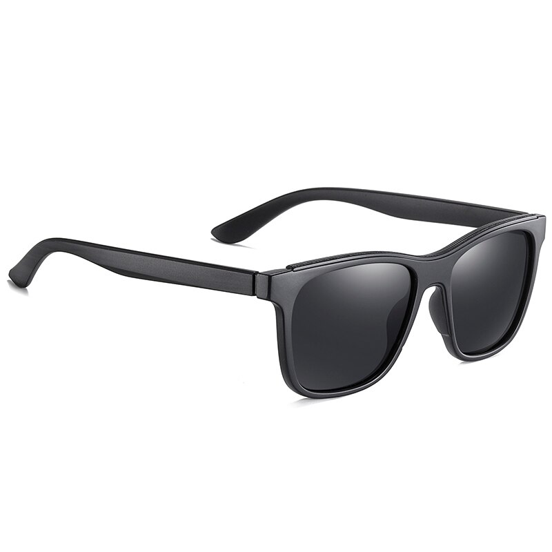 AOFLY BRAND Polarized Sunglasses Men TR90 Frame Mirror Driving Fishing Sunglasses Male zonnebril heren UV400: C1Black