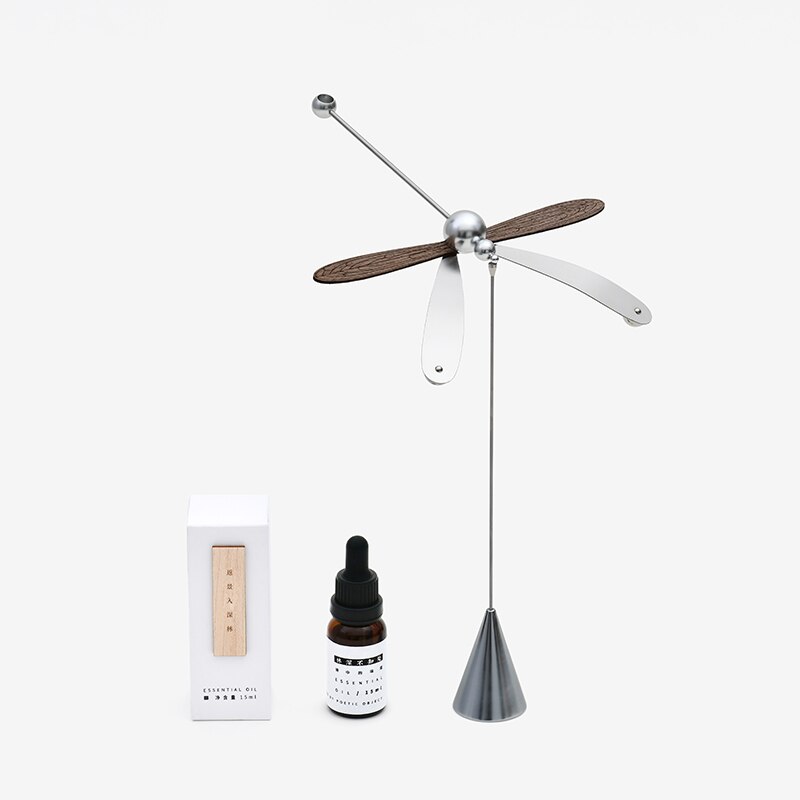 Into the poem dragonfly balance diffuser craft decoration home office solid wood essential oil aromatherapy: Silver Set