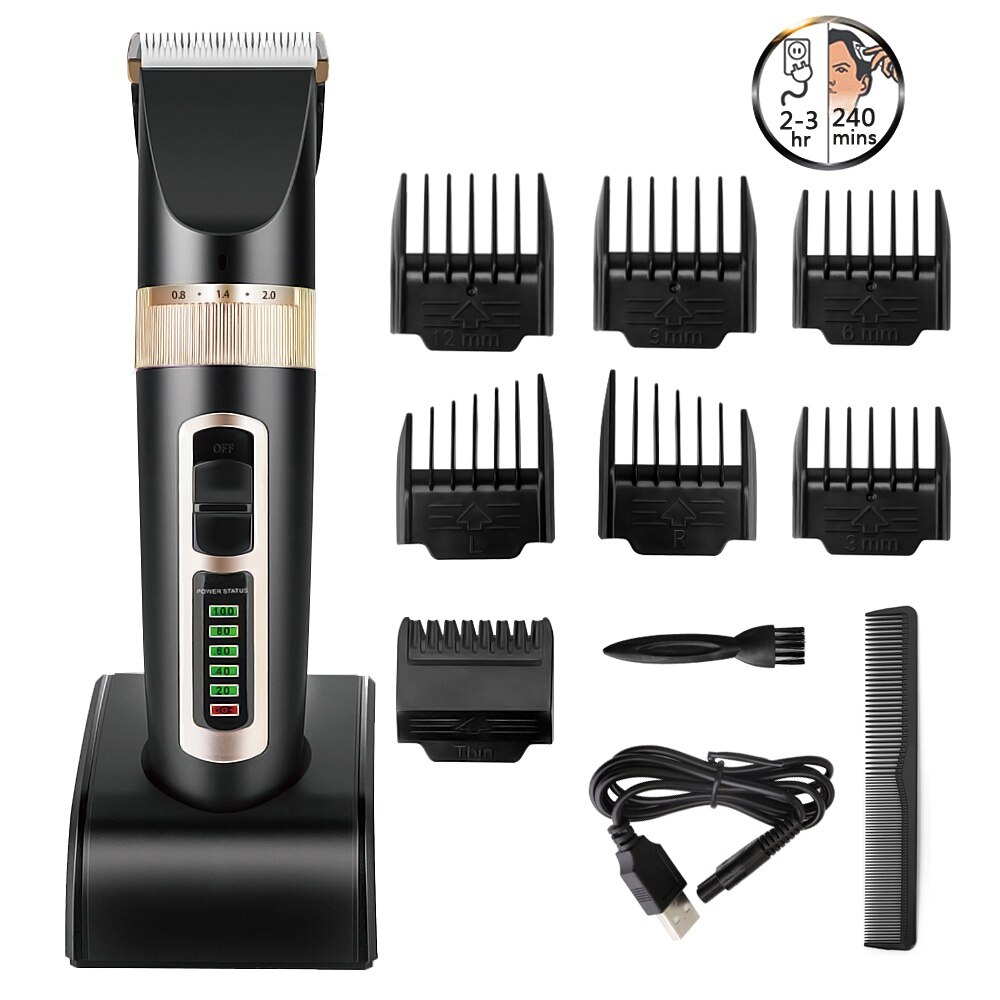 Professionele Tondeuse Elektrische Tondeuse Voor Mannen Kinderen En Baarden Haar Scheren Kapsel Snijden Oplaadbare Machine: Default Title