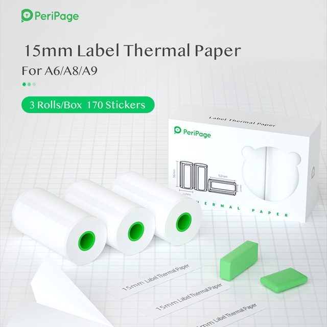 Peripage 56 x 30mm a6 termisk papir etiket papir klistermærke papir til termisk lomme mini printer  a6 a8 foto papeles termicos etikette: 15mm mærkat klistermærke