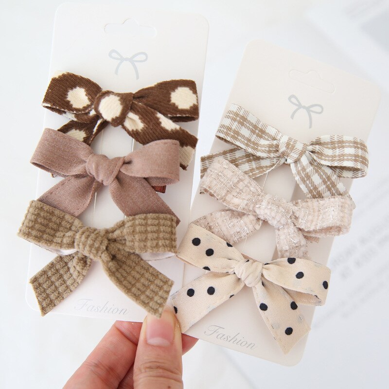 3 sztuk/zestaw nowy łuk włosy dziewczynki klipy pled kropka tkaniny Bowknot dzieci spinki kwiat Barrettes dla dzieci...