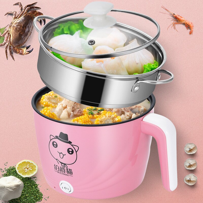 220V Electric Mini Rice Cooker Multi Cooker Portable Household Electric Hotpot Cooking Machine Pot EU/AU/UK/US Plug