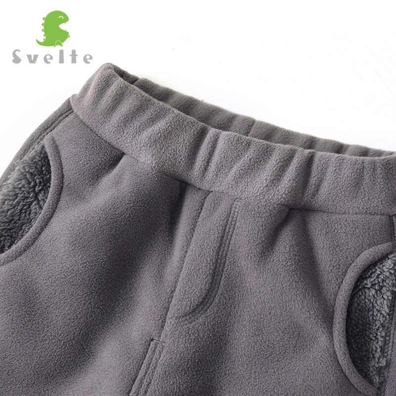 Smukłe 2-14 lat chłopięce grube futrzane spodnie z polaru z 2 kieszeniami na zimę Chlidren zwykły jednolity kolor, spodnie dziecięce spodnie dresowe robić biegania