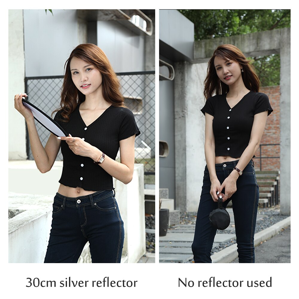 2 in 1 30cm/12 Inch Reflector Collapsible Photography Light Round Portable White Siliver For Studio Multi Photo Disc Diffuers