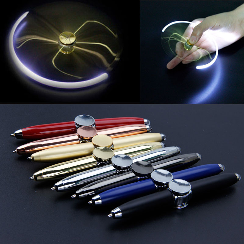 Vingertop Top Balpen Multi Functie Roterende Lichtgevende Metalen Pen Creatieve Led Decompressie Speelgoed Fidget Golden Spinner
