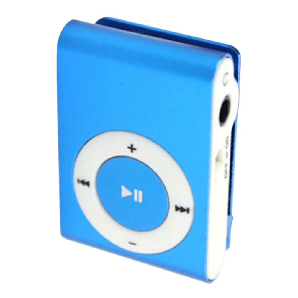 Metal Mini Clip MP3 Player Sport Digital Music Support TF Card MP3 Player USB 2.0 With 3.5mm Headphone Jack: Blue
