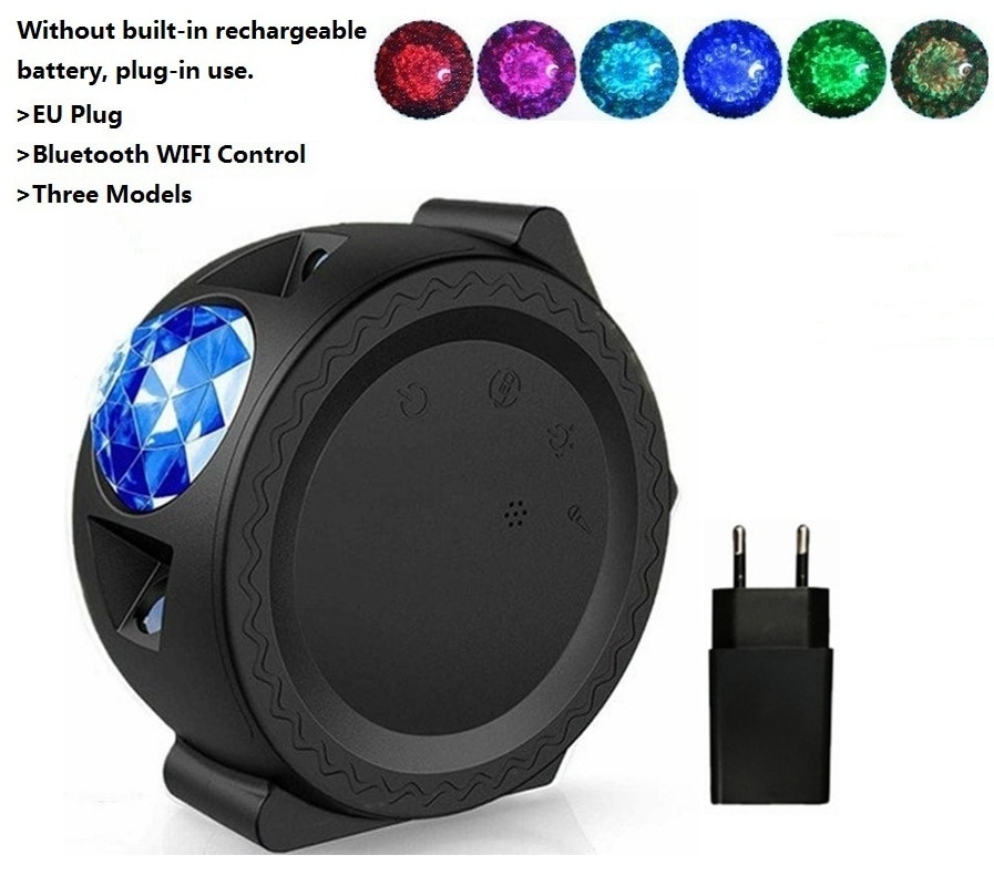 Colorful Starry Sky Galaxy Projector Lamp Children Bedroom Star LED Night Light USB Charging Projection Lamp Kids: EU Plug Black